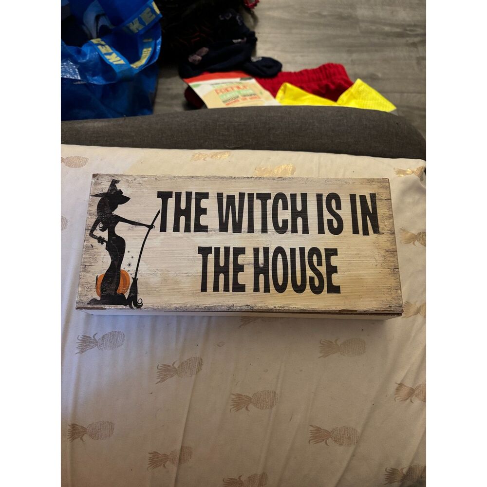 Witch is in the House Wooden Halloween Sign Painted‎ Spooky Goth